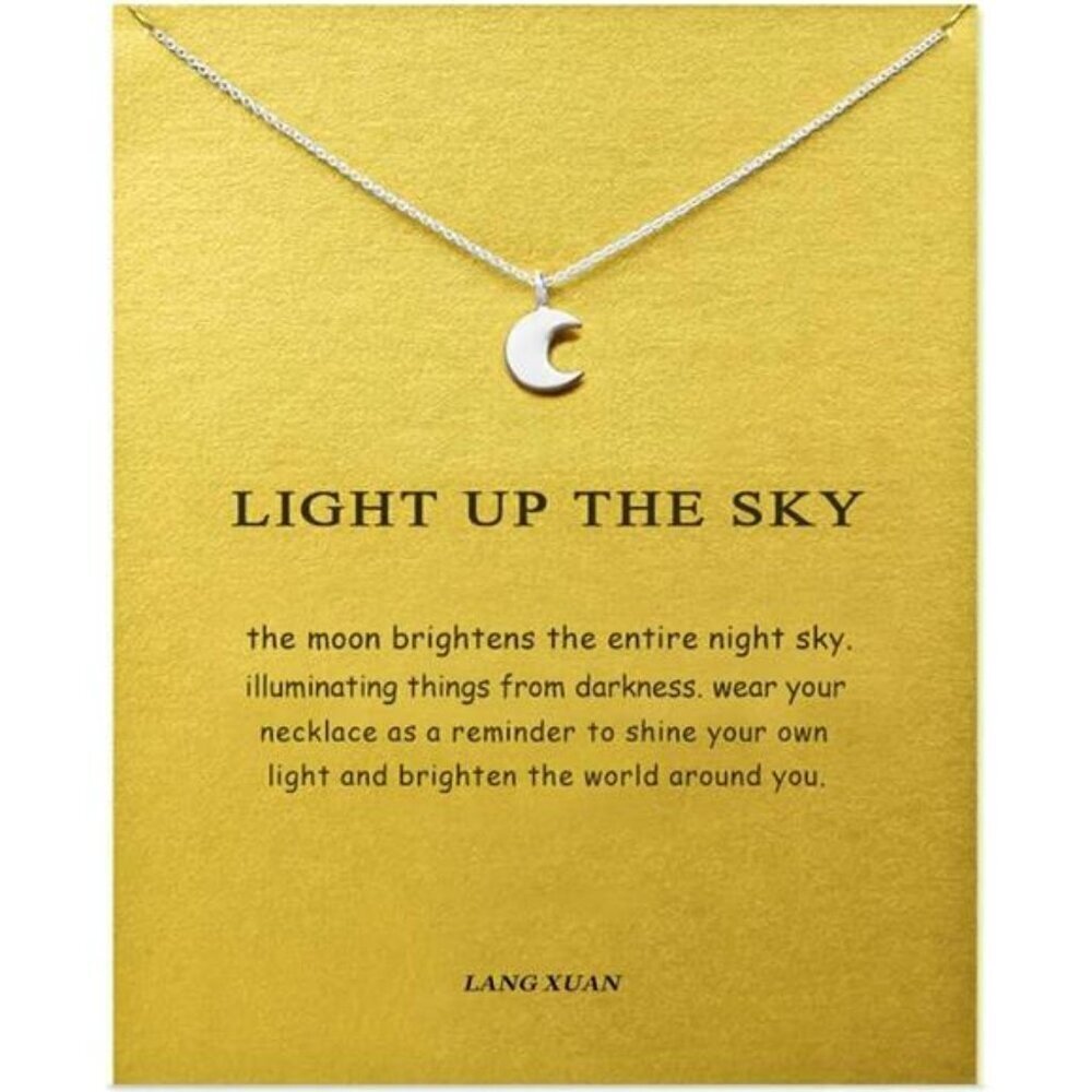 Crescent Moon Necklace – Inspirational “Light Up the Sky” Jewelry Minimalist